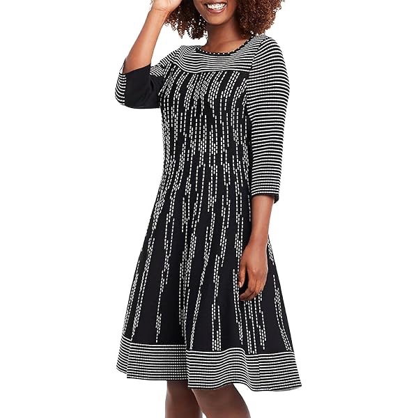 Nic+Zoe Dashing Out Twirl Dress In Black & White, Size Xl, Retail $238